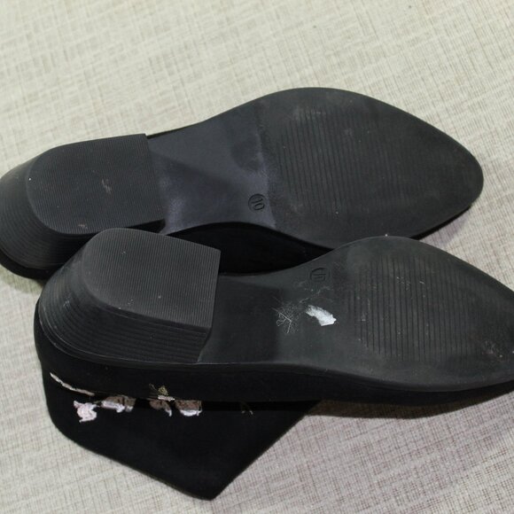 Justfabulous Size 10 Black Floral Embroidered Ankle Boots - Picture 6 of 6